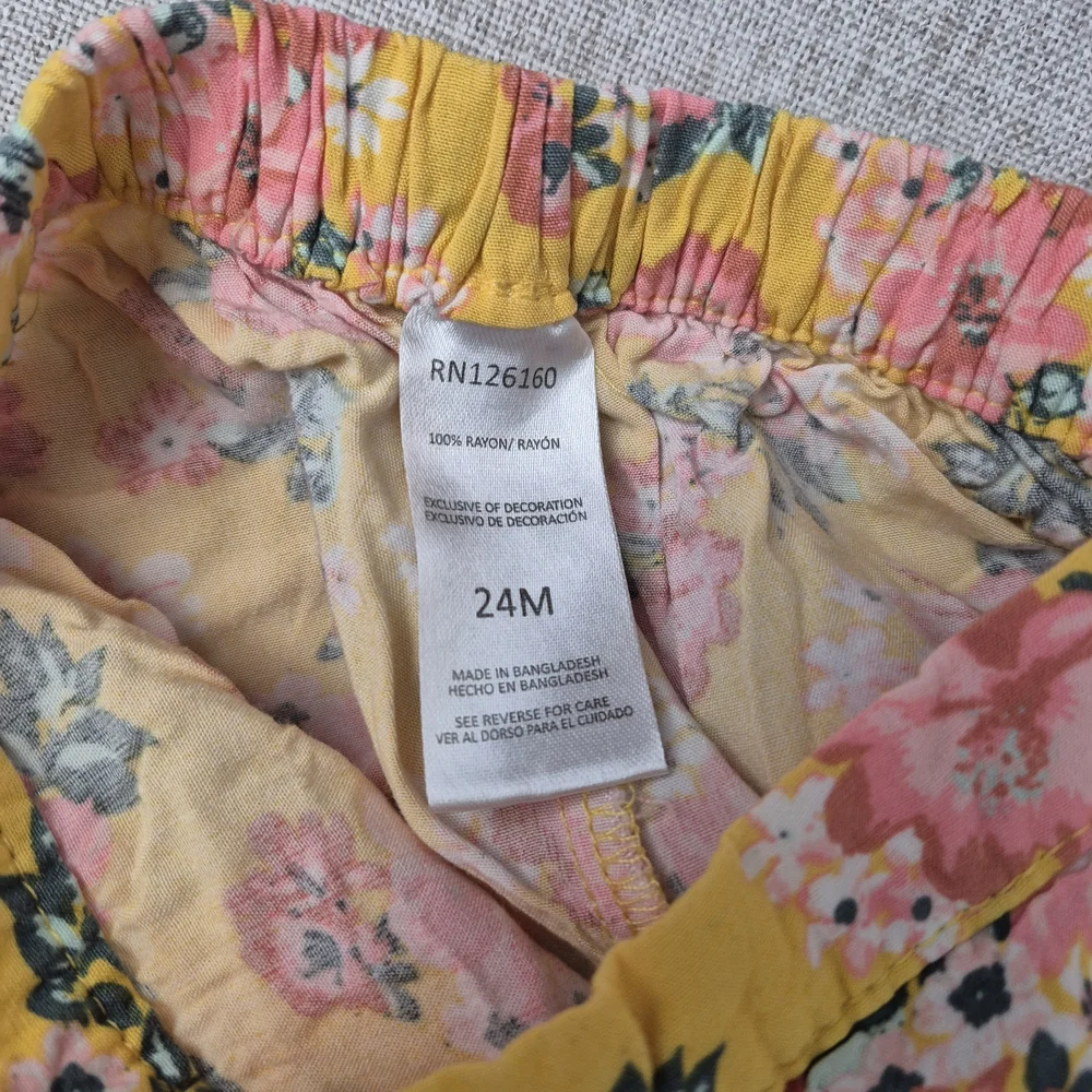 Little Lass Floral 2-Piece Skort Set Yellow Pink 24M Spring Summer Outfit - Picture 11 of 12